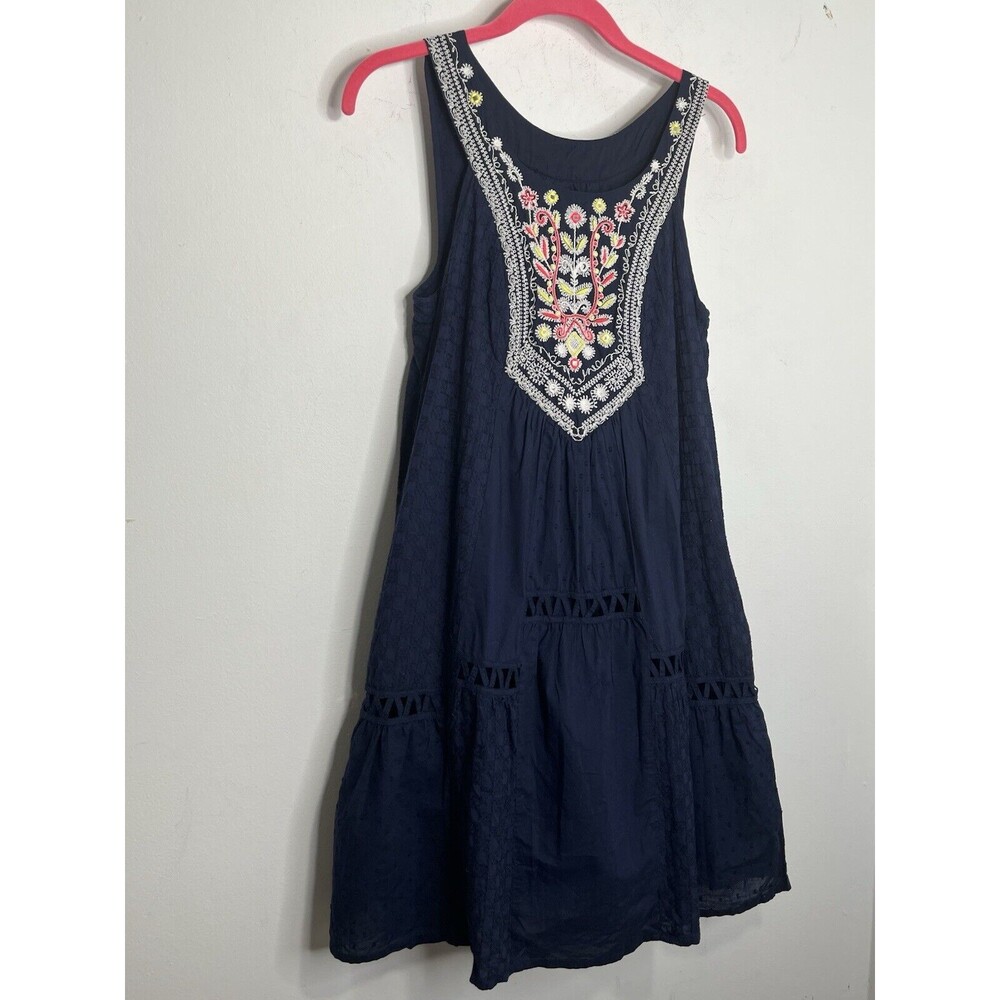 Anthropologie Maeve 2 XS Dress Embroidered Boho Navy